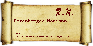 Rozenberger Mariann névjegykártya